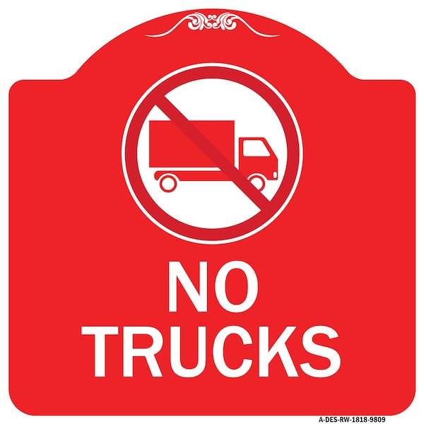 Signmission No Trucks With Graphic Heavy-Gauge Aluminum Architectural Sign, 18" H, RW-1818-9809 A-DES-RW-1818-9809 - main